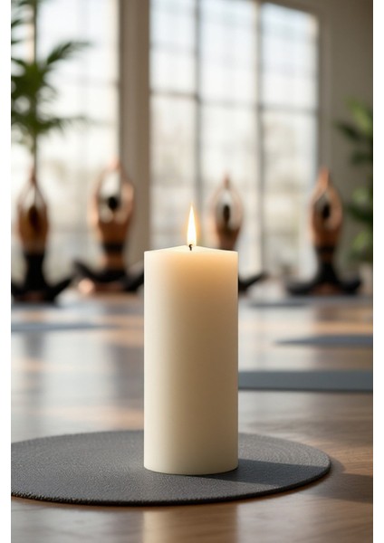 El Işçiliği Hand Made Kütük Silindir Mum Krem Renk 5 cm Genişlik 25 cm Uzunluk Kahve Aroması Kokulu fırsatları