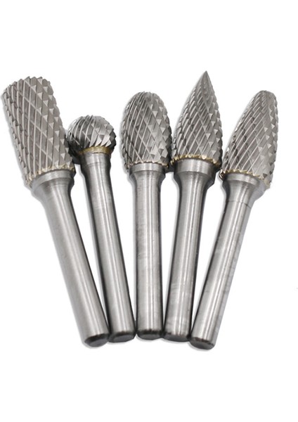 Karbür Döner Freze Seti 12MM Kafa Şaftlı Çift Kesimli Dosya Matkap Uçları, Parlatma, Gravür, Delme, 5'li Paket (Yurt Dışından) modelleri