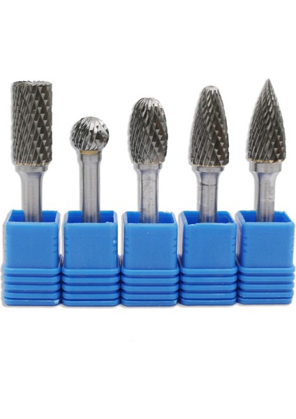 Karbür Döner Freze Seti 12MM Kafa Şaftlı Çift Kesimli Dosya Matkap Uçları, Parlatma, Gravür, Delme, 5'li Paket (Yurt Dışından) fırsatları