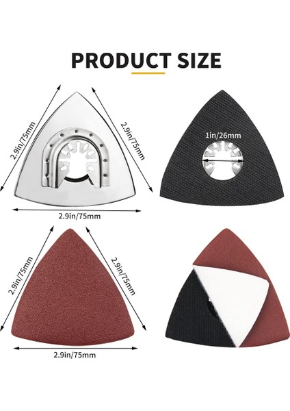 Salınımlı Alet Zımpara Pedi, 4'lü Paket 3-1/8 Inç Üçgen Yedek Cırt Cırt Paslanmaz Çelik Arka Panel Zımpara Pedi A (Yurt Dışından) fiyatları