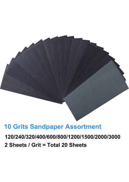 Zımpara Kağıdı Çeşit Paketi, Ahşap Metal Zımparalama 20 Adet Çeşitli Zımpara Kağıdı, Islak Kuru Zımpara Kağıdı Levhaları, 9 x 3.6 Inç (Yurt Dışından) fiyatları