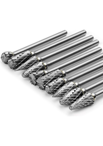 Karbür Freze Seti Dremel Döner 1/8 Inç Şaft 10 Adet Kalıp Taşlama Makinesi Döner Alet Raspa Uçları Aksesuarları ile Uyumlu (Yurt Dışından)