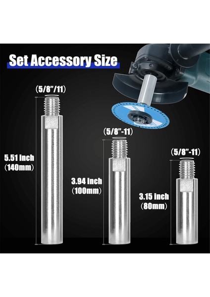 Açı Taşlama Makinesi Uzatma Şaftı Bağlantı Çubuğu, 5/8 Inç-11 Dişli Açı Taşlama Makinesi Ek Parçaları, 3, 4 ve 5,5 Inç (Yurt Dışından) modelleri