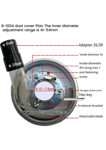 Toz Örtüsü Kiti Kuru Taşlama Kapağı Aracı Açı El Öğütücü Temizle 100-125MM S29 20 Elektrikli Süpürge ile (Yurt Dışından) modelleri