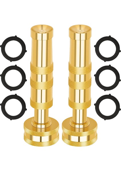 Pirinç Hortum Başlığı - Yüksek Basınçlı Jet Başlıkları 2'li Paket, Bahçe Hortumları Ağır Hizmet Tipi Püskürtücü, Veranda, Çim Ayarlanabilir (Yurt Dışından)