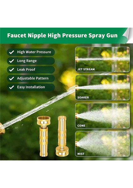 Pirinç Hortum Başlığı - Yüksek Basınçlı Jet Başlıkları 2'li Paket, Bahçe Hortumları Ağır Hizmet Tipi Püskürtücü, Veranda, Çim Ayarlanabilir (Yurt Dışından) fiyatları