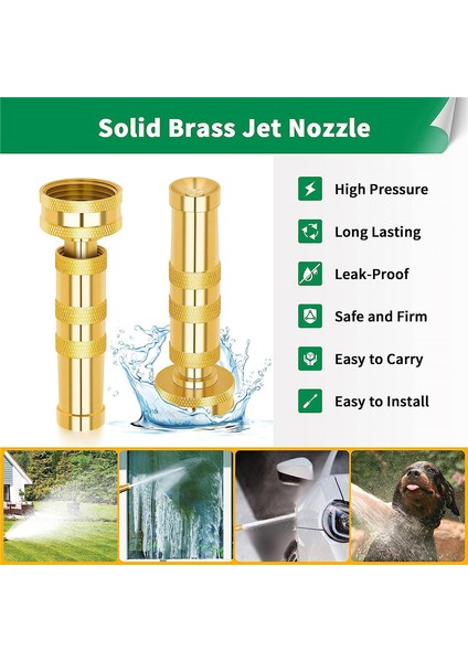 Pirinç Hortum Başlığı - Yüksek Basınçlı Jet Başlıkları 2'li Paket, Bahçe Hortumları Ağır Hizmet Tipi Püskürtücü, Veranda, Çim Ayarlanabilir (Yurt Dışından) fırsatları