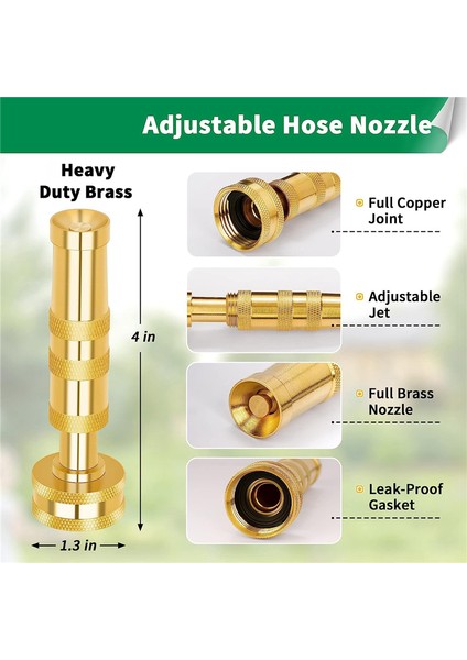 Pirinç Hortum Başlığı - Yüksek Basınçlı Jet Başlıkları 2'li Paket, Bahçe Hortumları Ağır Hizmet Tipi Püskürtücü, Veranda, Çim Ayarlanabilir (Yurt Dışından) indirimleri