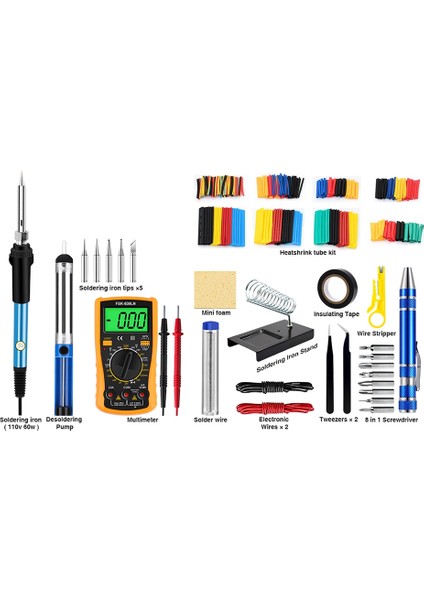 Havya Kiti, 60W/110V Ayarlanabilir Sıcaklık Havya ile Dijital Multimetre Standı Lehimleme Ipuçları Abd Tak (Yurt Dışından) modelleri