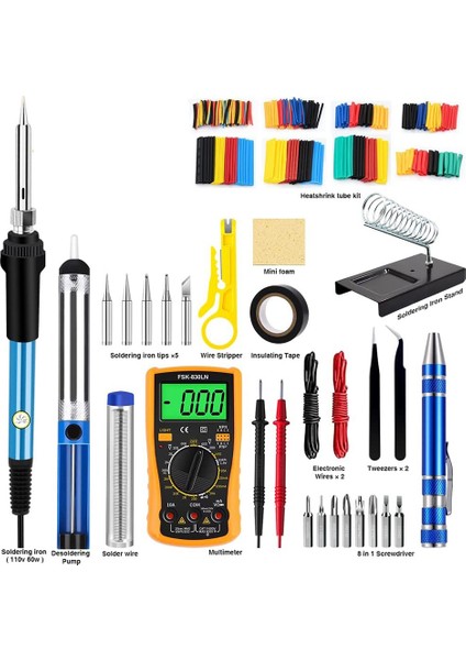Havya Kiti, 60W/110V Ayarlanabilir Sıcaklık Havya ile Dijital Multimetre Standı Lehimleme Ipuçları Abd Tak (Yurt Dışından) fırsatları