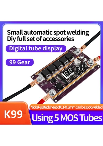 K99 Mini Otomatik Nokta Kaynakçı Dıy Kiti 99 Dişli Ayarı 0.1-0.3mm Nikel Levha 18650 Lityum Pil Nokta Kaynakçı Kalem (Yurt Dışından)