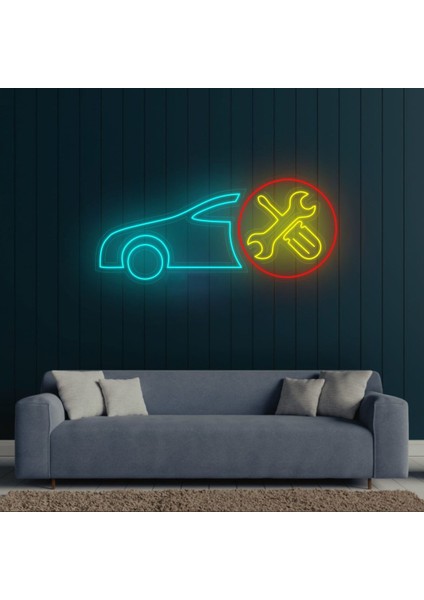 Neon LED Dekoratif Aydınlatma -Araba, Tamirci2, 50X27CM-