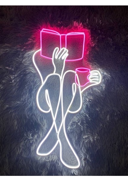 Neon LED Dekoratif Aydınlatma -Model Kitap, 25X50 Cm-