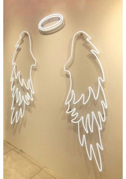 Neon LED Dekoratif Aydınlatma -Melek Kanat(3parça), 35X60CM(TEK Kanat)-