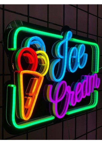 Neon LED Dekoratif Aydınlatma -Ice Cream4, 50X35CM-