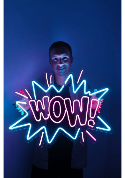 Neon LED Dekoratif Aydınlatma -Wow, 45X30 Cm-