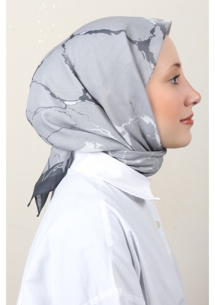 Lux Soft Pamuklu Eşarp 4040-172 Gümüş-Küf Yeşili