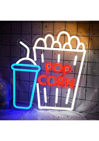 Neon LED Dekoratif Aydınlatma -Pop Corn, 50X45CM-