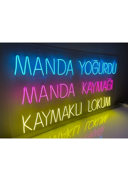 Neon LED Dekoratif Aydınlatma -Manda Yoğurdu,manda Kaymağı,kaymaklı Lokum, 130X70CM-