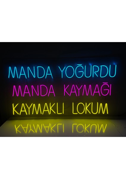 Neon LED Dekoratif Aydınlatma -Manda Yoğurdu,manda Kaymağı,kaymaklı Lokum, 130X70CM- fırsatları