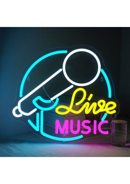 Neon LED Dekoratif Aydınlatma -Live Music, 50X45CM-