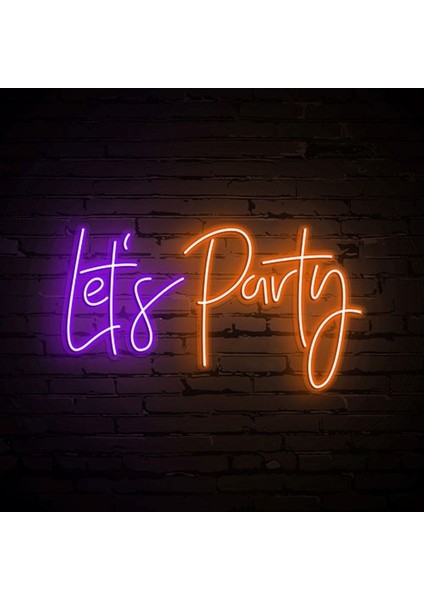 Neon LED Dekoratif Aydınlatma -Lets Party, 70X30CM-