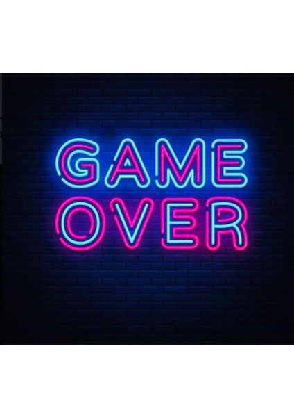 Neon LED Dekoratif Aydınlatma -Game Over, Gamer, 60X35 Cm-