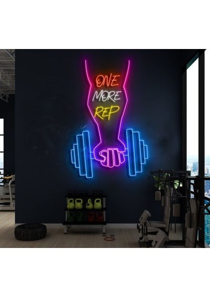 Neon LED Dekoratif Aydınlatma -One More Rep, Fitness, Spor, 40X60CM-