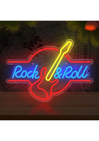 Neon LED Dekoratif Aydınlatma -Rock&roll, 38X50 Cm-