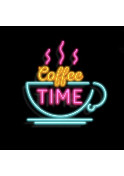 Neon LED Dekoratif Aydınlatma -Coffee Time, 50X50CM-