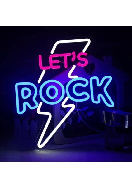 Neon LED Dekoratif Aydınlatma -Lets Rock, 45X50CM-
