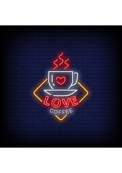 Neon LED Dekoratif Aydınlatma -Love Coffee, 50X60CM-