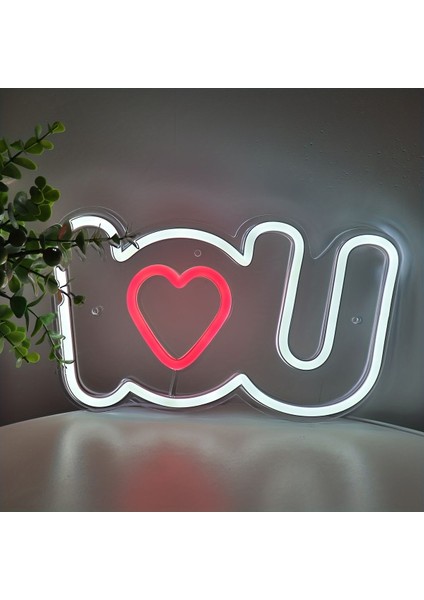 Neon LED Dekoratif Aydınlatma -I Love You, 40X24CM-