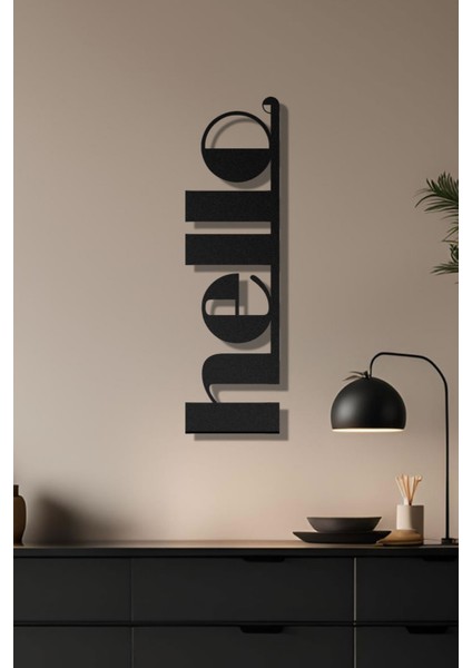 Imvulart Hello Metal Duvar Dekoru, Hello Yazısı, Ev Ofis Modern Dekorasyon, Siyah Duvar Dekoru, 48 x 13 cm indirimleri
