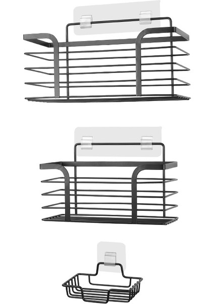 Düzenleyici Şampuanlık Sabunluk 3'li Set Askılı Duş Rafı Organizer (Yurt Dışından)