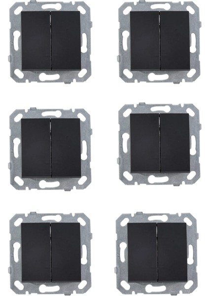 Byobu Siyah Ikili Anahtar - Komütatör Çerçevesiz 6 Adet