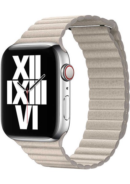 Watch Ultra 49MM Kordon Uyumlu Krd-09 Deri Lop Strap Kayış - GOLD-8680436569481-TDOM79265