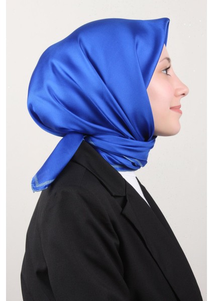Twill İpek Eşarp 40009-52 Saks Mavisi