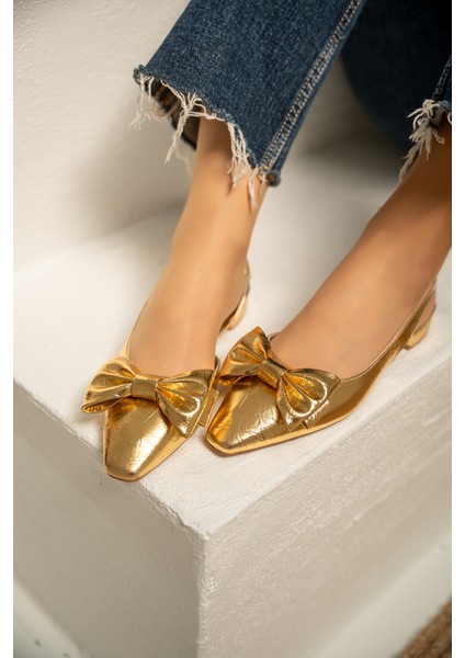 Heju Gold Fiyonk Detaylı Düz Topuklu Kadın Babet indirimleri