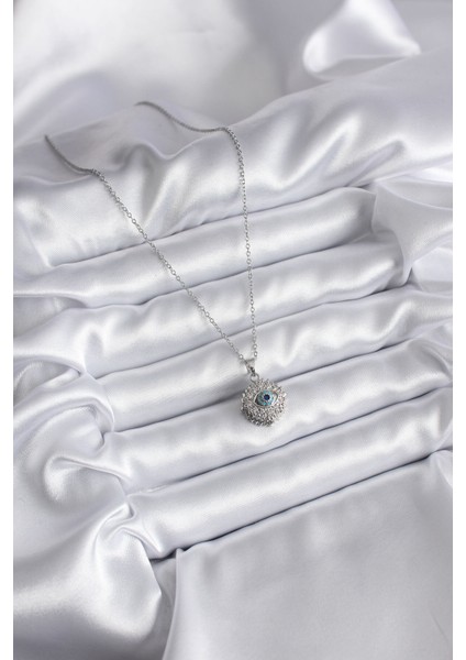 316L Çelik Gold Renk Zirkon Taşlı Göz Model Kadın Kolye - Lisinya fiyatları