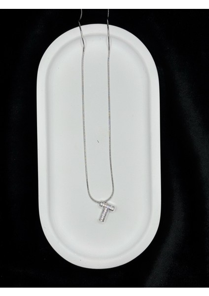 Zirkon Taşlı T Harfli Kolye