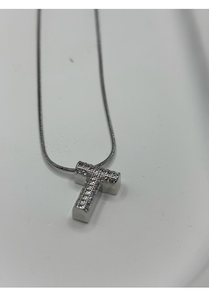 Zirkon Taşlı T Harfli Kolye modelleri