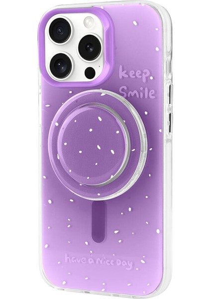 Apple iPhone 15 Pro Max Kılıf Magsafe Şarj Özellikli Tak-Çıkar Pop Soketli Tiktok KAPAK-MOR-868