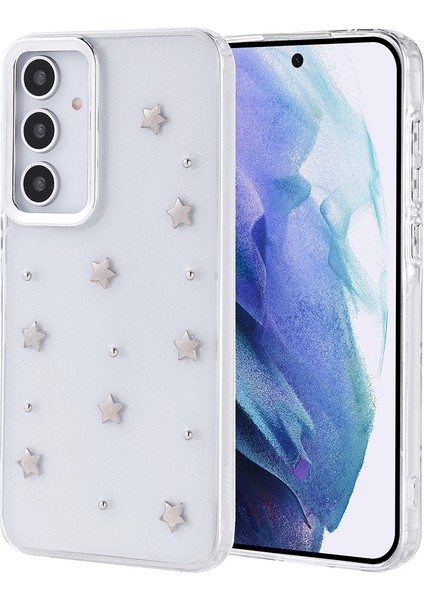 Samsung Galaxy A55 Kılıf Simli Glitter Yıldız Desenli Kapak