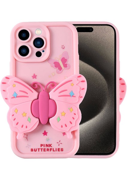 Apple iPhone 15 Pro Kılıf Kamera Korumalı Figür Tasarımlı Kapya Kapak-Pembe AÇIK-8680436786338-