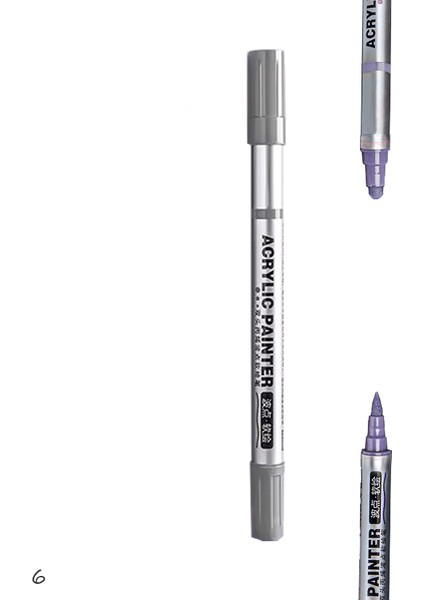 Çift Taraflı Akrilik Marker Kalemi - 1 Adet- Gri