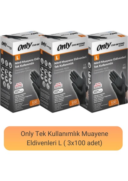 Evo Beyond Nitril Muayene Eldiveni L (100 Adet x 3)