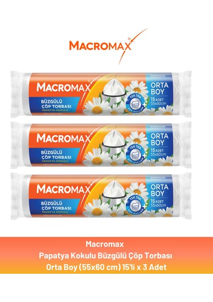 Büzgülü Papatya Çöp Torbası Orta Boy 15'li x 3 Adet