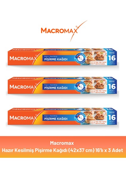 Hazır Kesilmiş Yağlı Pişirme Kağıdı 16'lı x 3 Adet