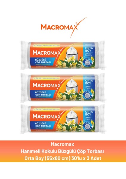 Büzgülü Hanımeli Çöp Torbası Orta Boy 30'lu x 3 Adet